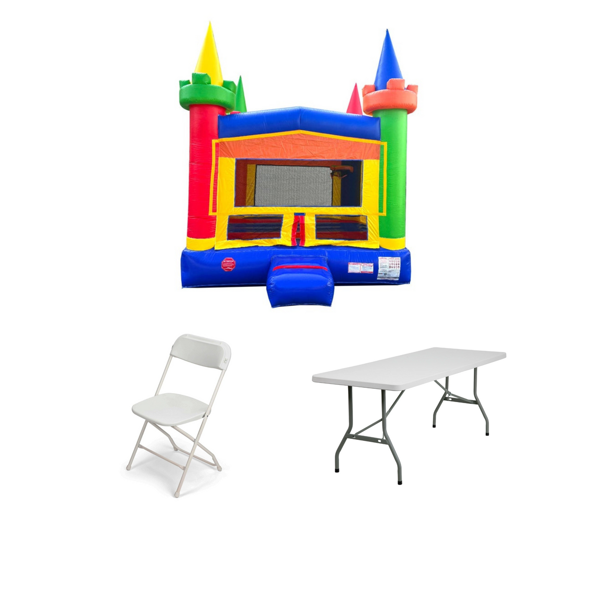 Bounce House Rental Bundle Includes chairs and tables